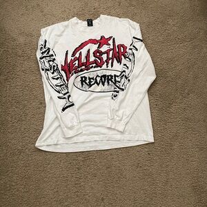 White Long Sleeve Tee with Red and Black Graphic